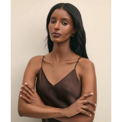 V-Neck Cami in Washable Silk Charmeuse