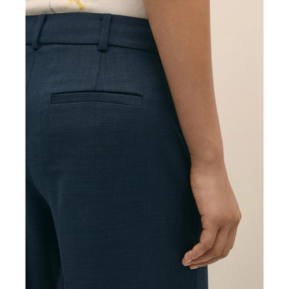Wool Blend Hopsack Wide-Leg Pants