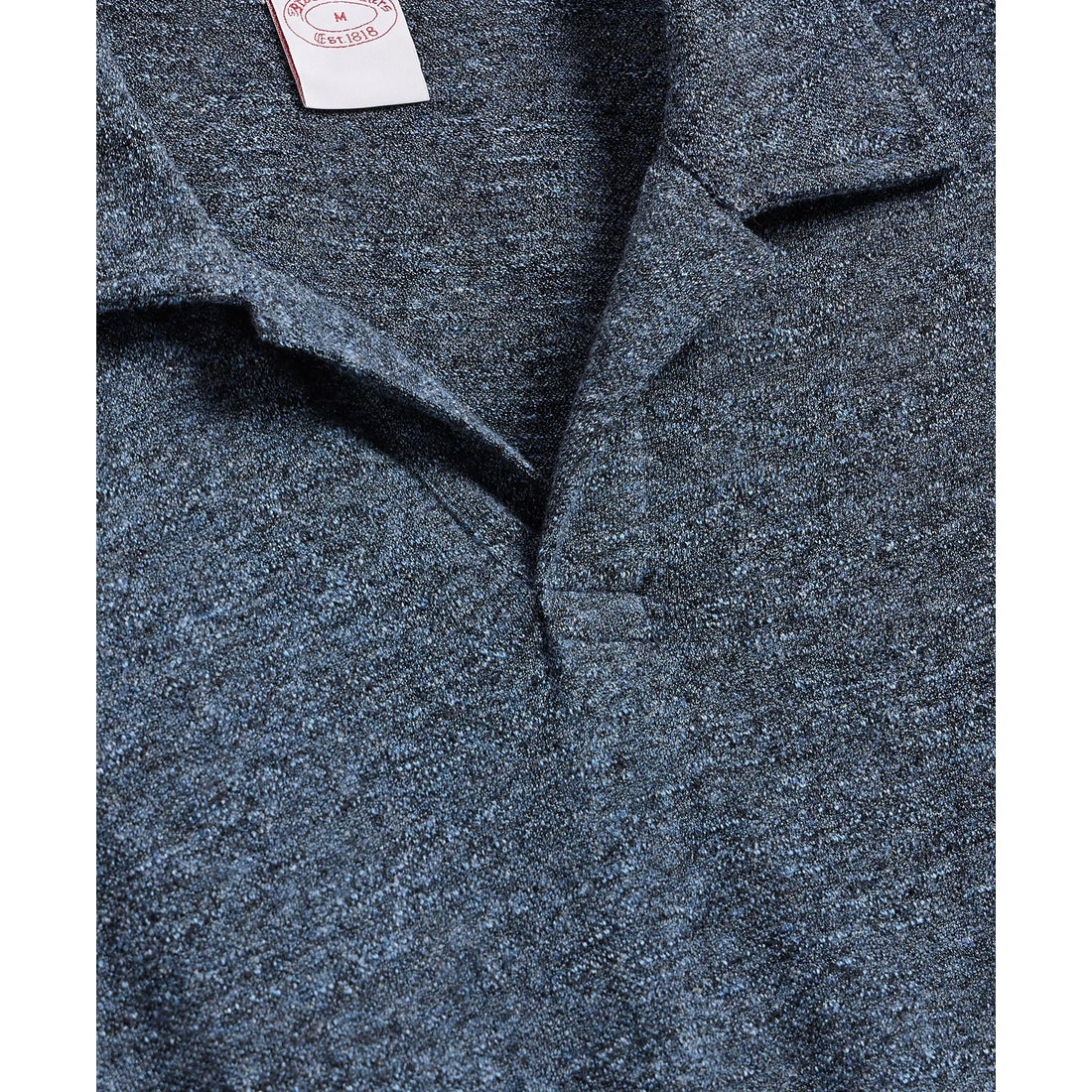 Cotton-Linen Pique Johnny Collar Shirt