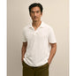 Cotton-Linen Pique Johnny Collar Shirt