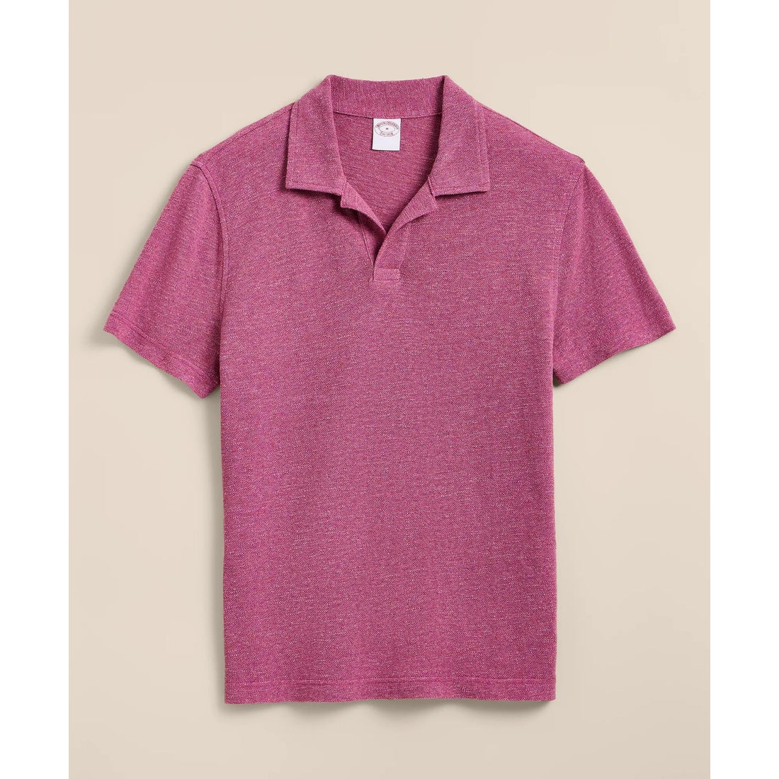 Cotton-Linen Pique Johnny Collar Shirt
