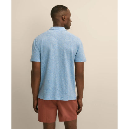 Cotton-Linen Pique Johnny Collar Shirt