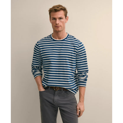Cotton Indigo-Dyed Heavyweight Mariner Stripe Long-Sleeve T-Shirt