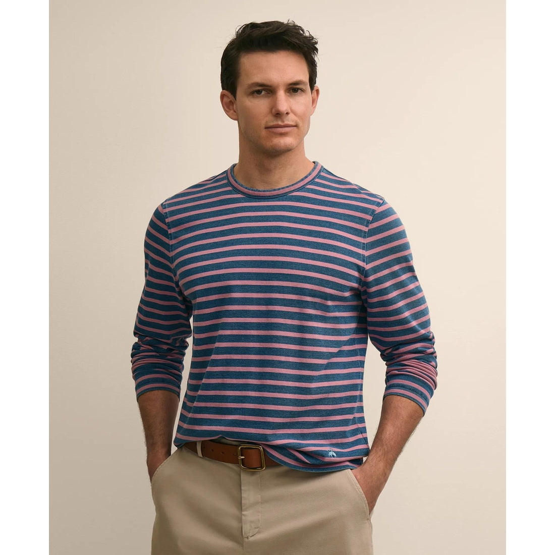 Cotton Indigo-Dyed Heavyweight Mariner Stripe Long-Sleeve T-Shirt