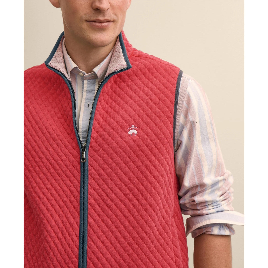 Cotton-Blend Diamond-Quilted Full-Zip Vest