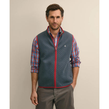 Cotton-Blend Diamond-Quilted Full-Zip Vest