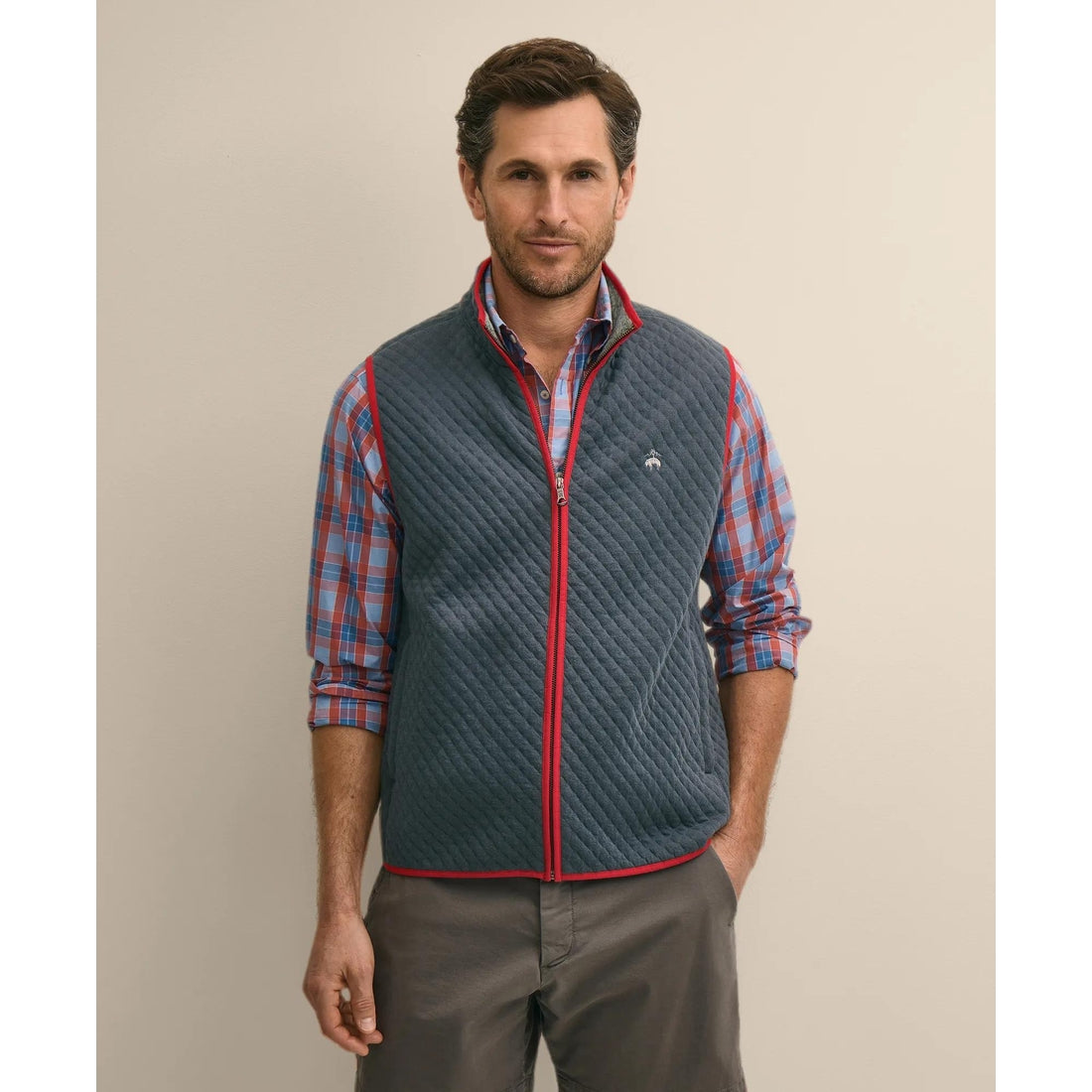Cotton-Blend Diamond-Quilted Full-Zip Vest