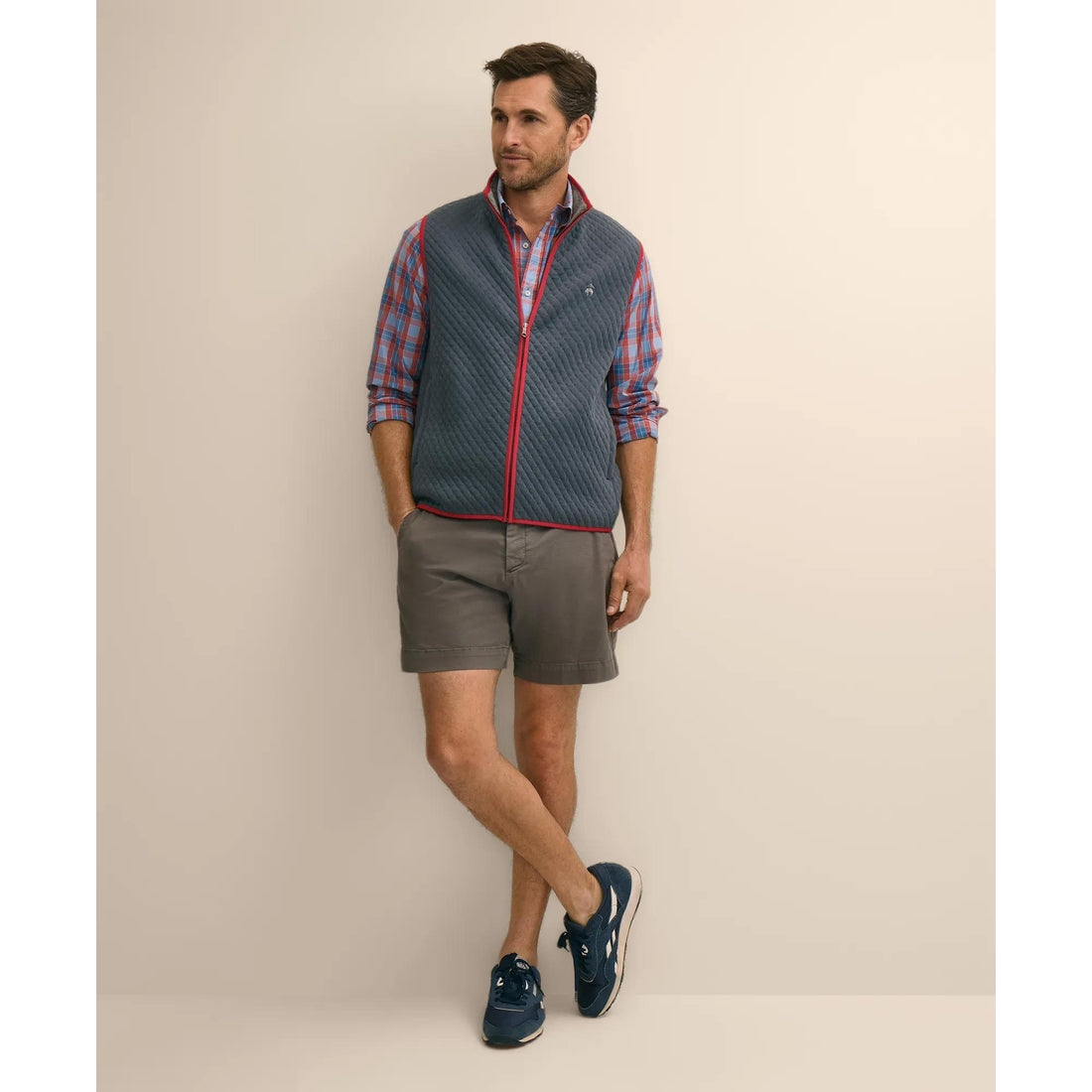 Cotton-Blend Diamond-Quilted Full-Zip Vest