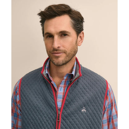Cotton-Blend Diamond-Quilted Full-Zip Vest