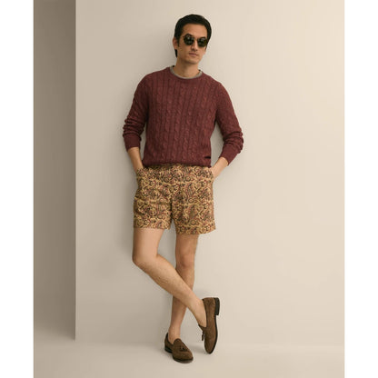 7" Cotton Paisley Print Shorts