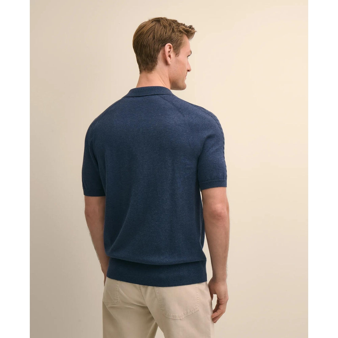 Supima Cotton Short-Sleeve Argyle Polo Cardigan