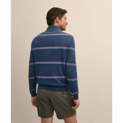 Supima Cotton Pique Striped Quarter-Zip Sweater