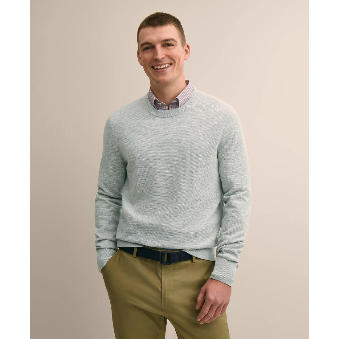 Supima Cotton Pique Crewneck Sweater