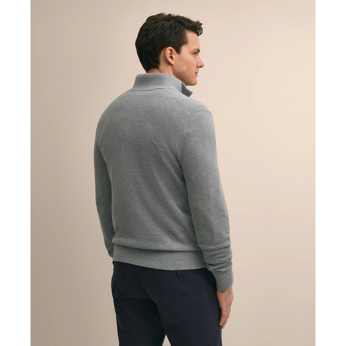 Supima Cotton Pique Quarter-Zip Sweater