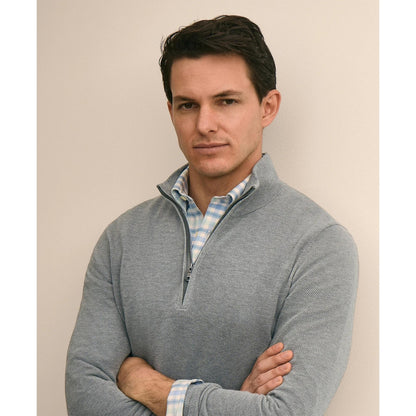 Supima Cotton Pique Quarter-Zip Sweater