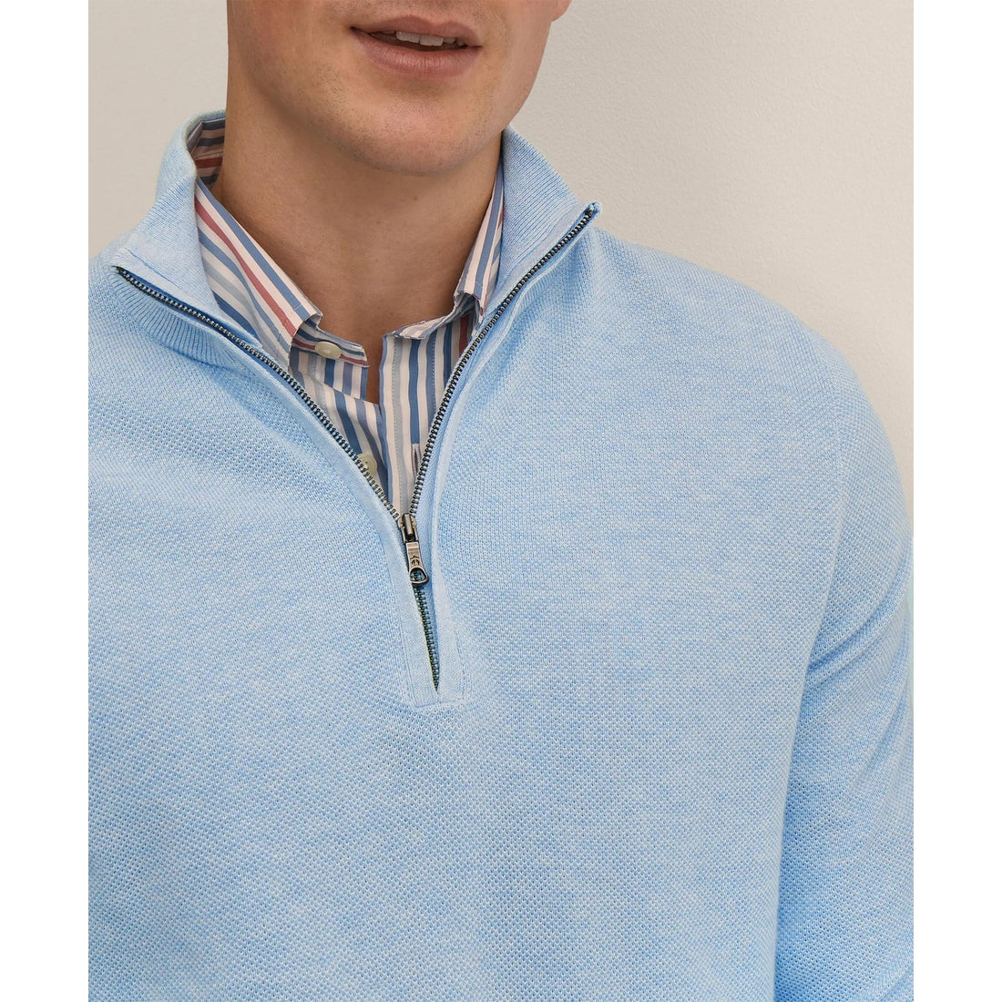 Supima Cotton Pique Quarter-Zip Sweater