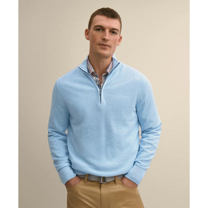 Supima Cotton Pique Quarter-Zip Sweater