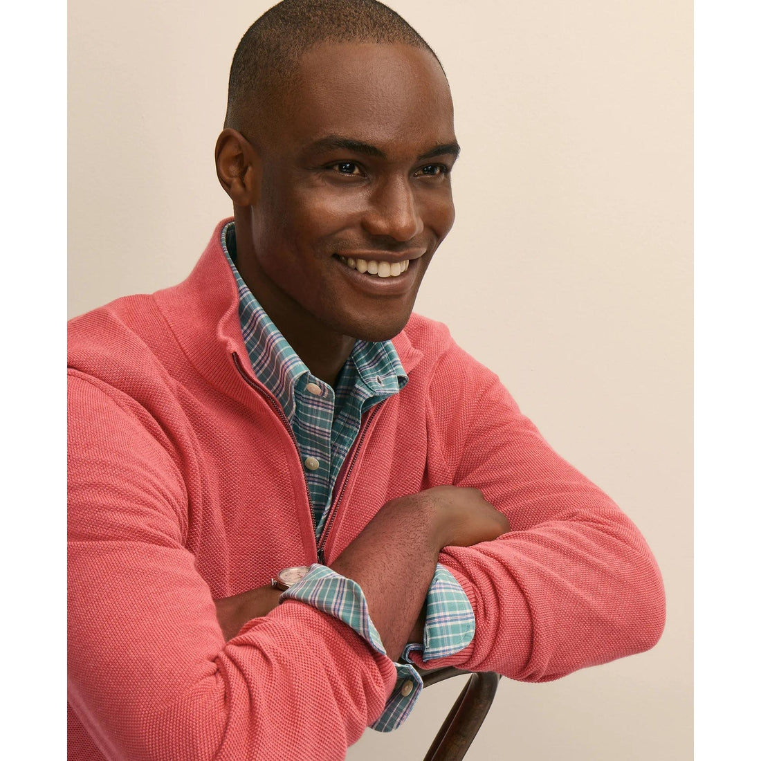 Supima Cotton Pique Quarter-Zip Sweater