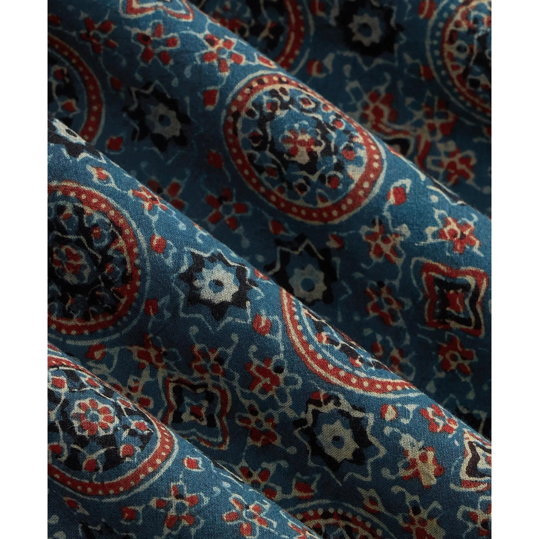 Cotton Camp Collar, Block Mosaic Print Short-Sleeve Shirt