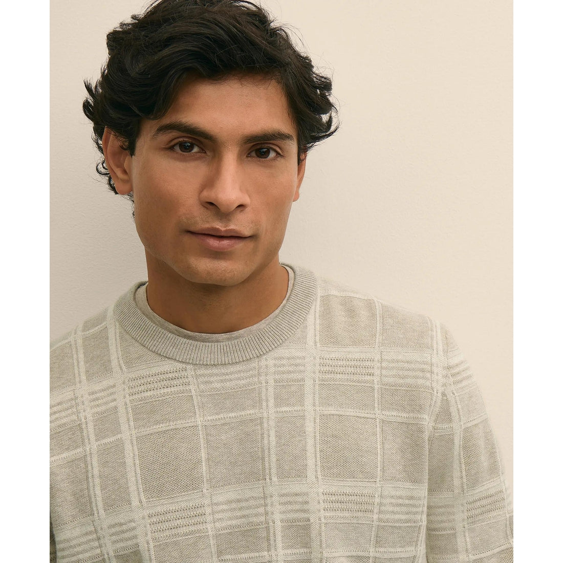 Supima Cotton Jacquard Plaid Sweater