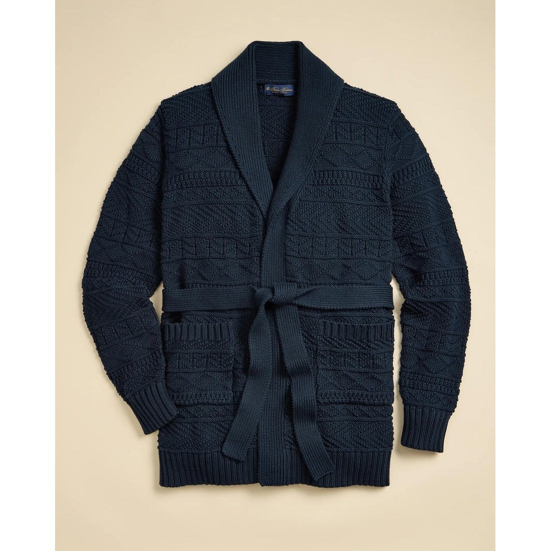 Supima Cotton Jacquard Belted Shawl Cardigan