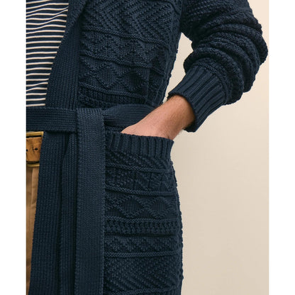 Supima Cotton Jacquard Belted Shawl Cardigan