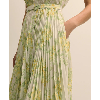 Floral A-Line Belted Shirt Dress