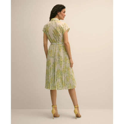 Floral A-Line Belted Shirt Dress