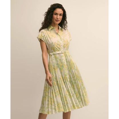 Floral A-Line Belted Shirt Dress