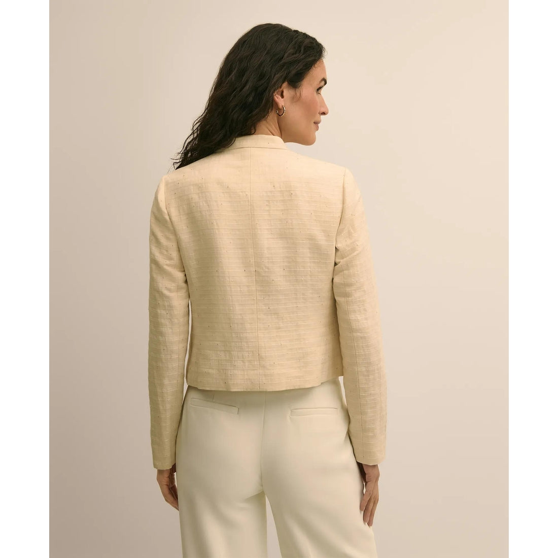 Linen-Cotton Blend Sequin Jacket