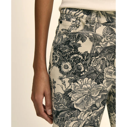 Cotton Floral Cropped Kick Flare Jeans