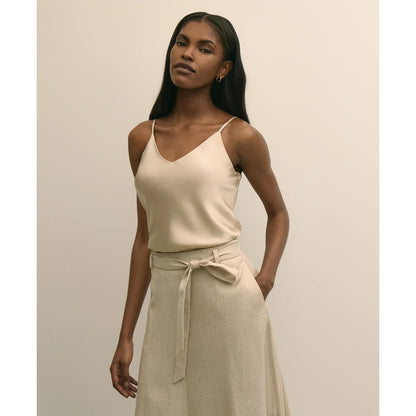 V-Neck Cami in Washable Silk Charmeuse