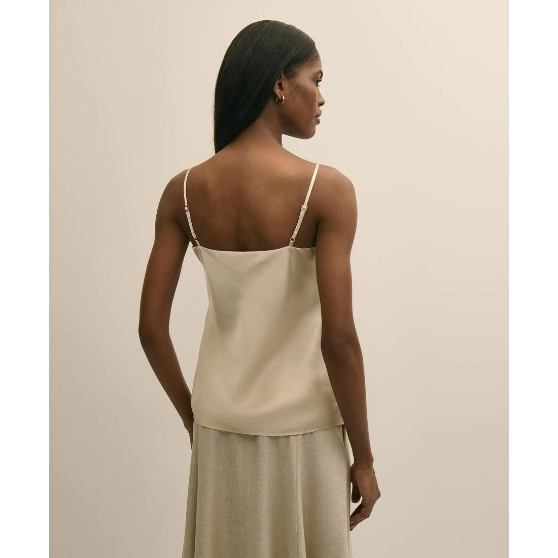 V-Neck Cami in Washable Silk Charmeuse