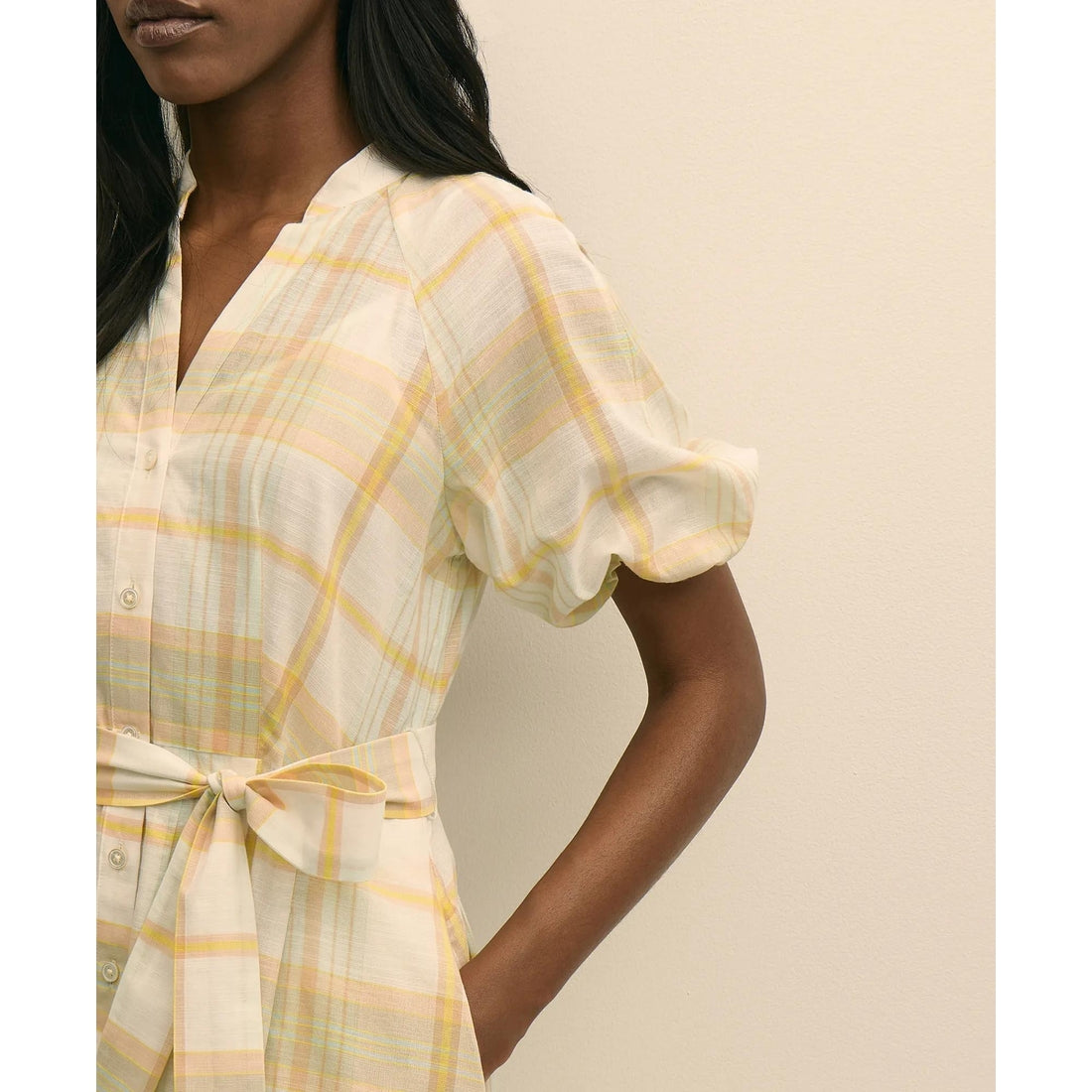 Cotton Madras Maxi Shirt Dress