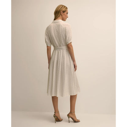 Embroidered Belted Shirt Dress