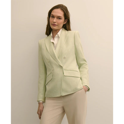 Viscose Melange Tweed Double-Breasted Jacket