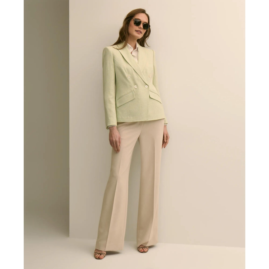 Viscose Melange Tweed Double-Breasted Jacket