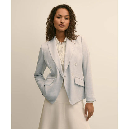Viscose Melange Tweed Double-Breasted Jacket
