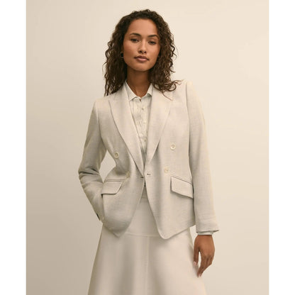 Viscose Melange Tweed Double-Breasted Jacket