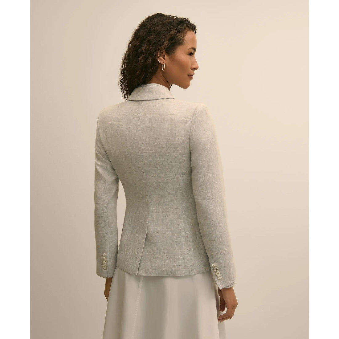 Viscose Melange Tweed Double-Breasted Jacket