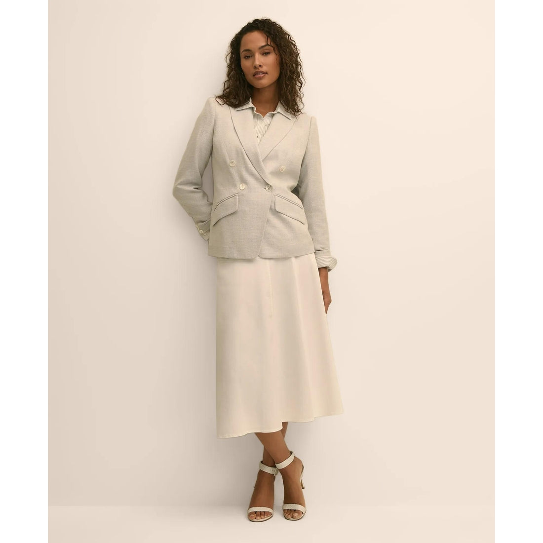 Viscose Melange Tweed Double-Breasted Jacket