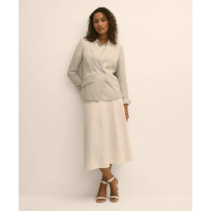 Viscose Melange Tweed Double-Breasted Jacket