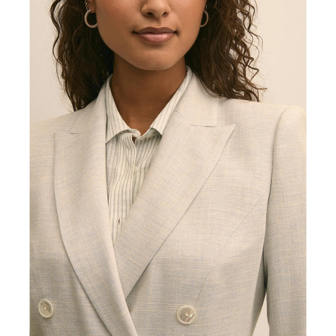 Viscose Melange Tweed Double-Breasted Jacket