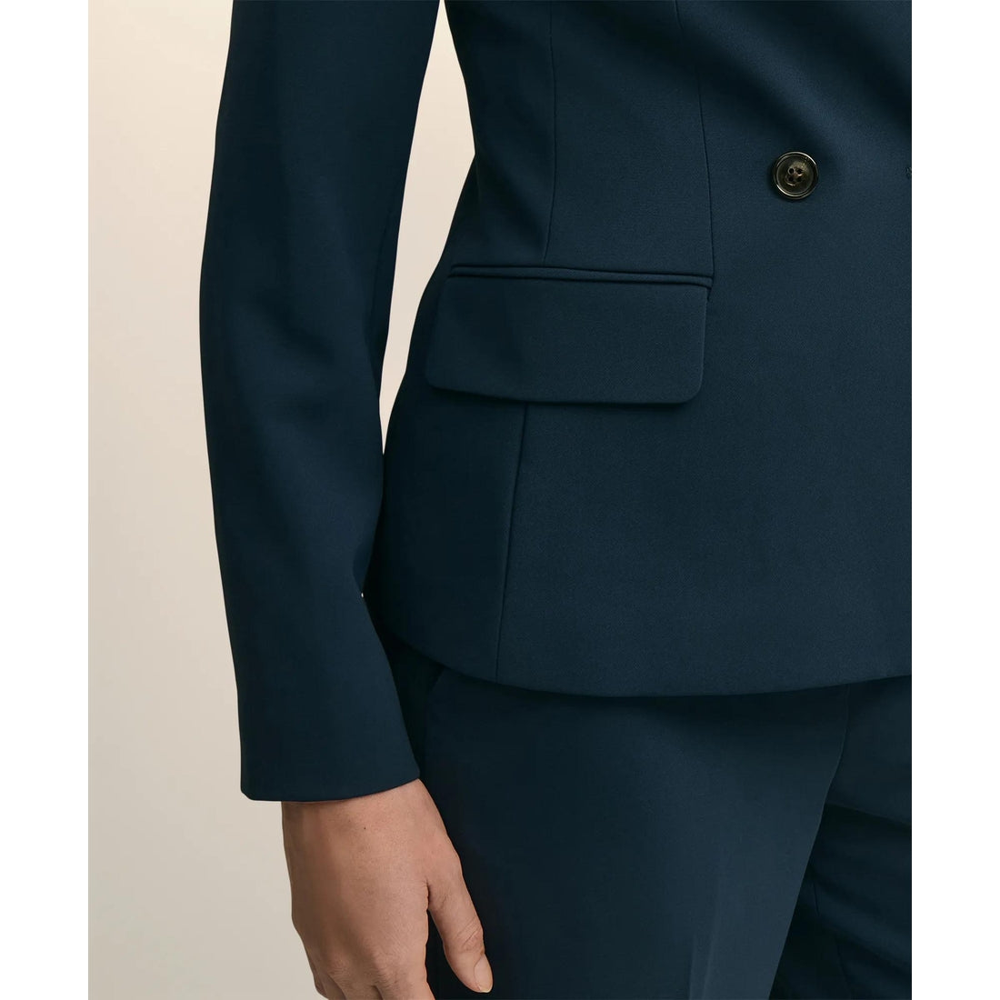 Crepe Double-Breasted Collarless Jacket