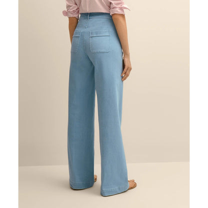 Cotton-Blend Patch Pocket Flare Jeans