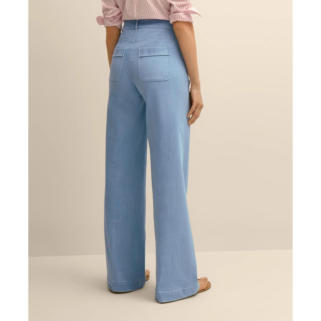 Cotton-Blend Patch Pocket Flare Jeans