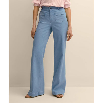 Cotton-Blend Patch Pocket Flare Jeans