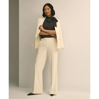 Dot-Print Tie-Neck Blouse