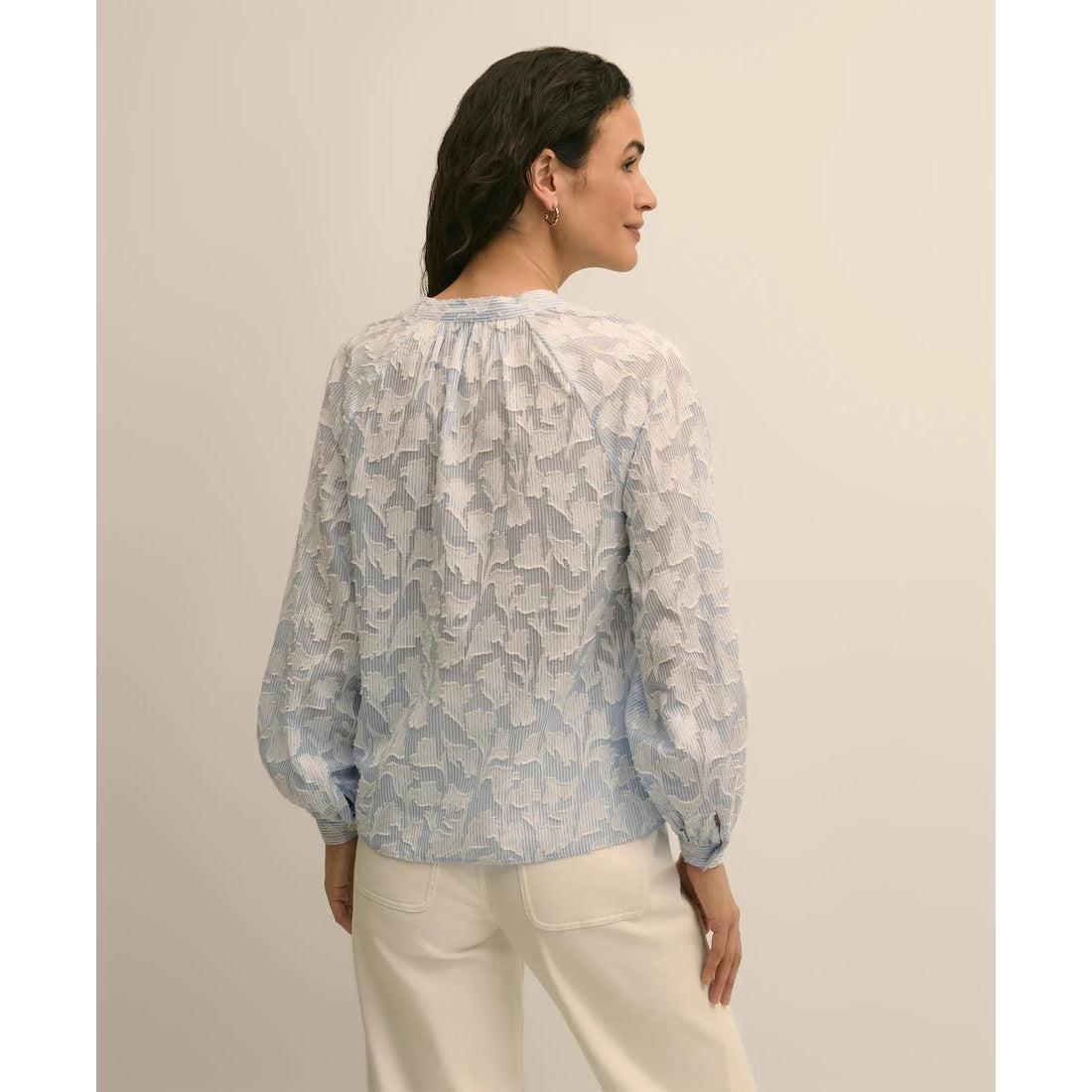 Cotton Jacquard Peasant Blouse