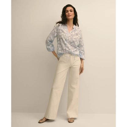 Cotton Jacquard Peasant Blouse